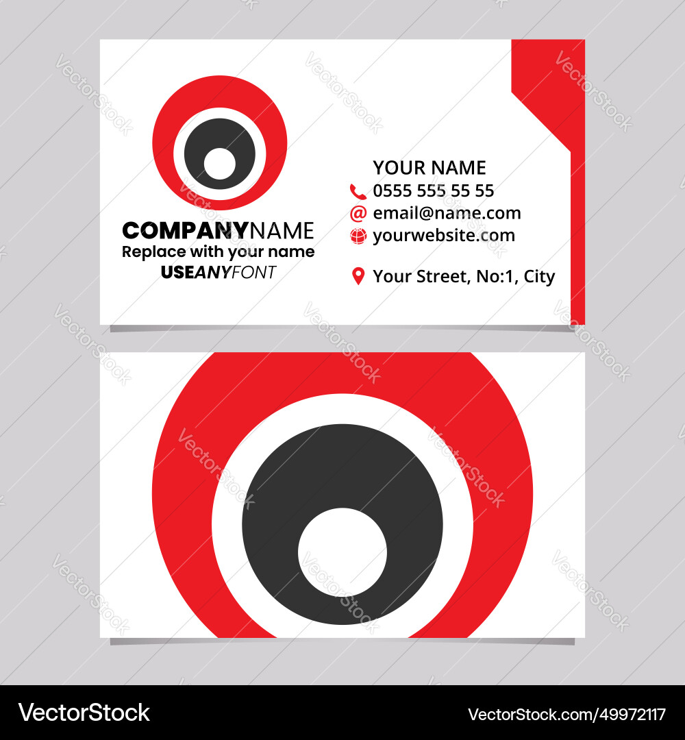 Red and black business card template with nested Vector Image
