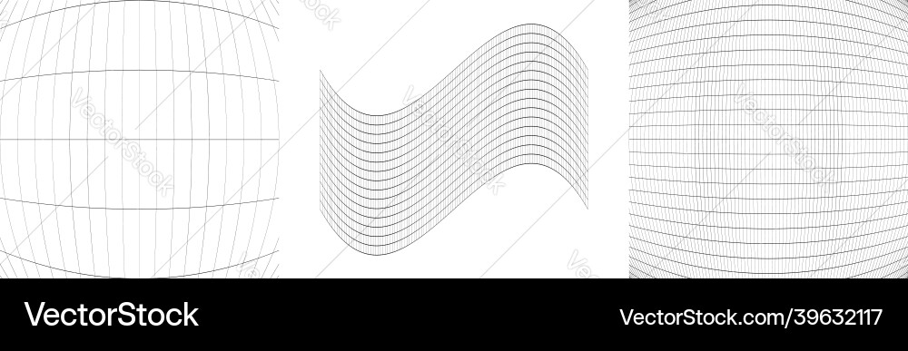 Set of deformed distorted grids meshes flex Set of deformed distorted grids meshes flex Vector Image