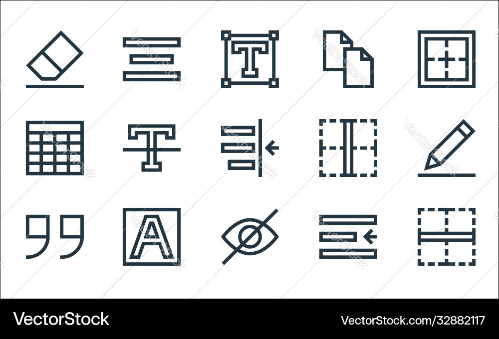 Text editor line icons linear set quality Vector Image