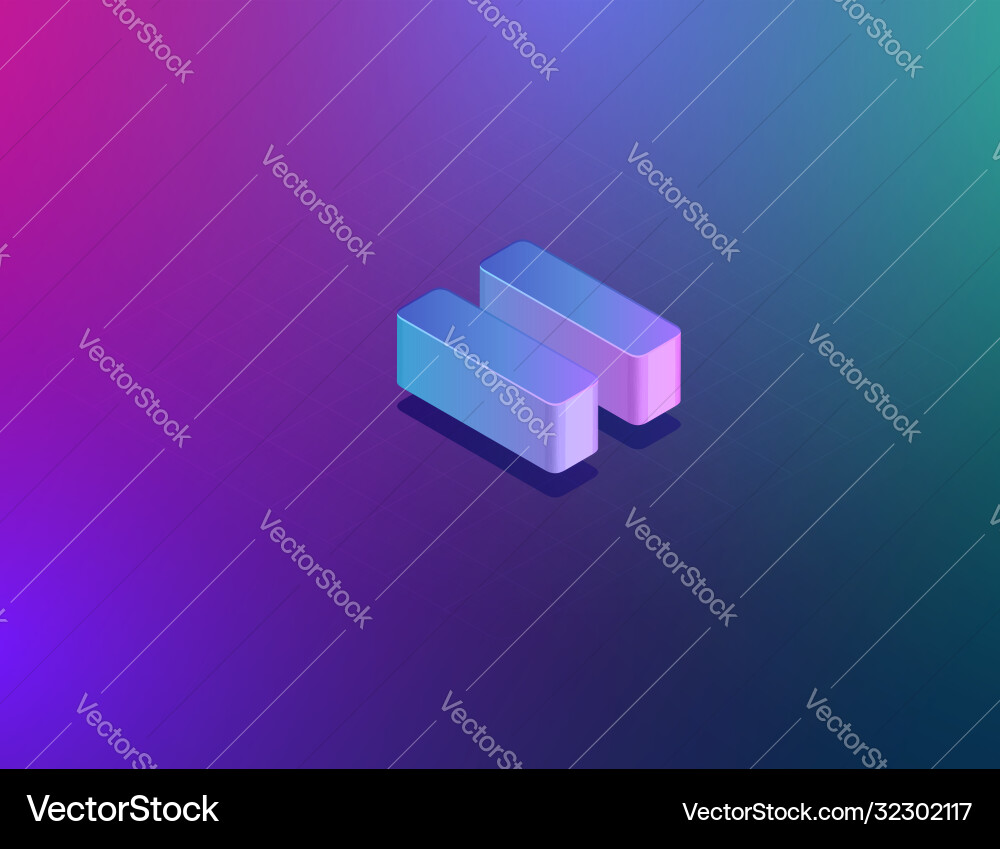 Three dee tech font equal character isometric vector image