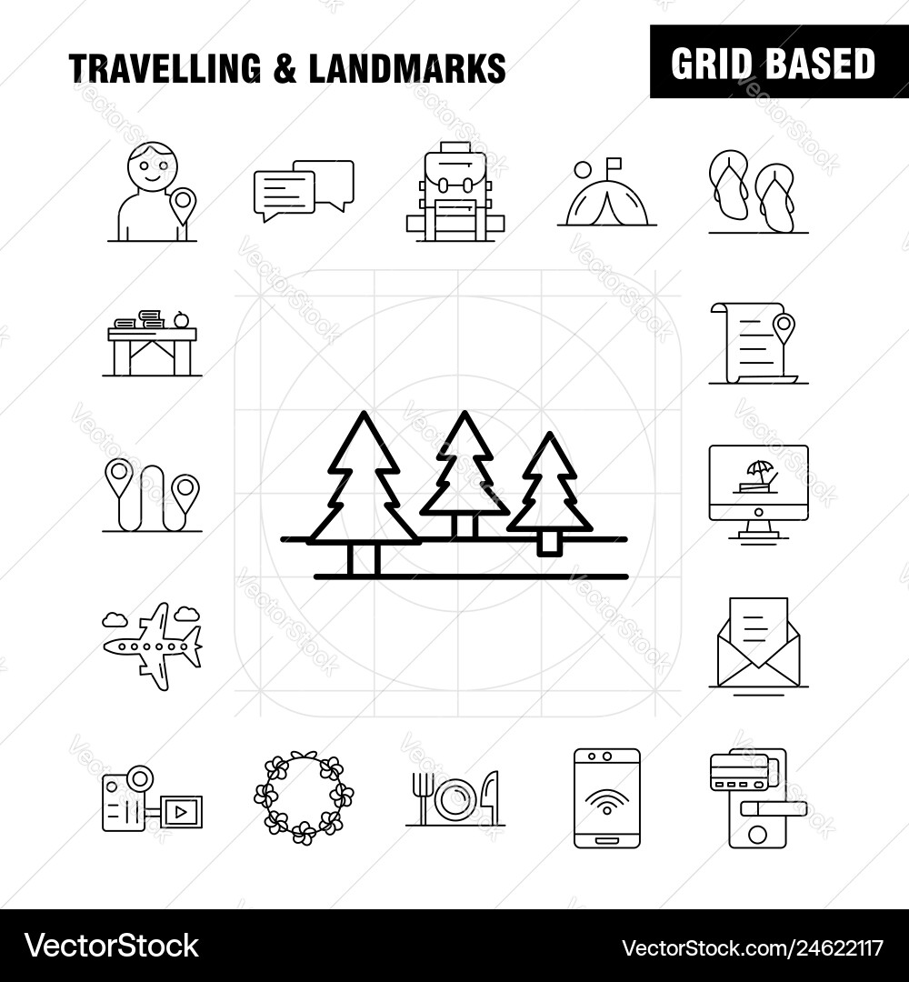 Travelling and landmarks line icon for web print vector image