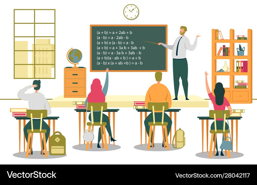 University students listen to professors lecture University students listen to professors lecture vector image