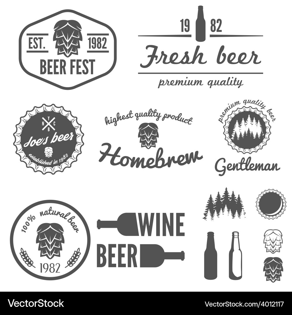Vintage Beer & Brew Elements Vector Image