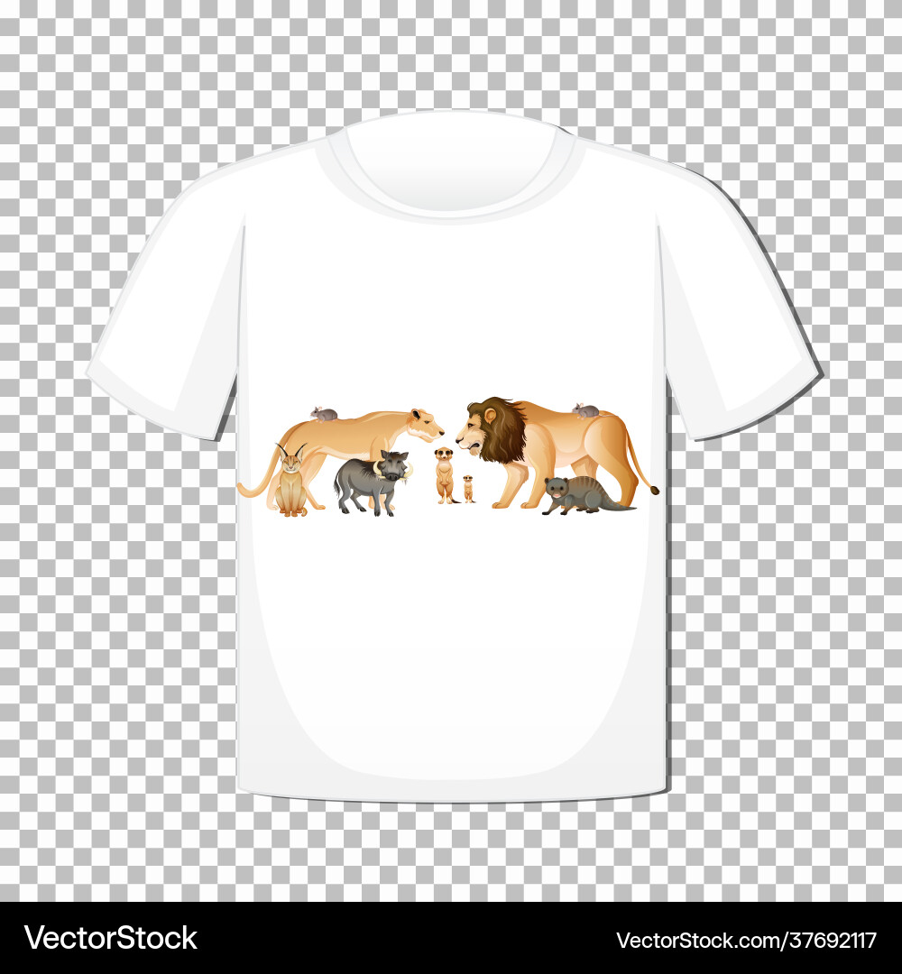 Wildes Tiergruppendesign auf T-Shirt isoliert Wildes Tiergruppendesign auf T-Shirt isoliert vektorbild