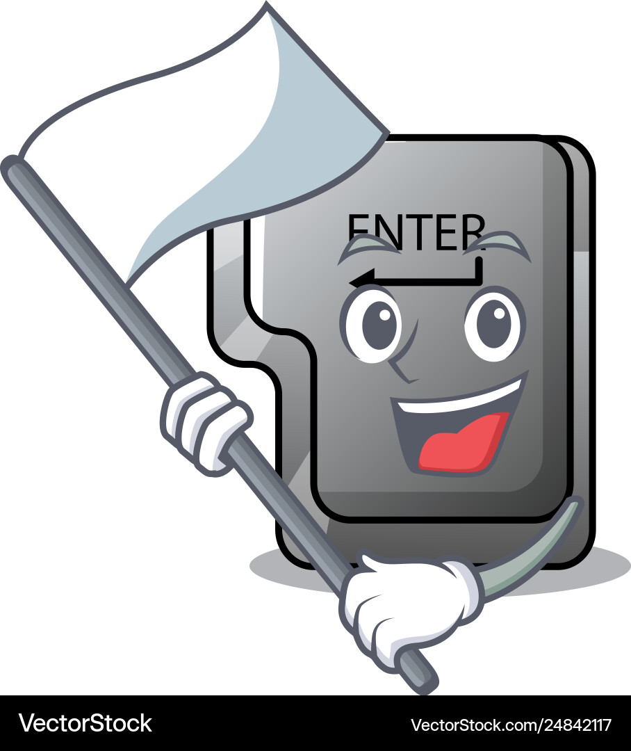 With flag enter button installed on computer vector image