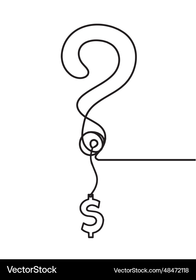 Abstract question mark with dollar continuous vector image
