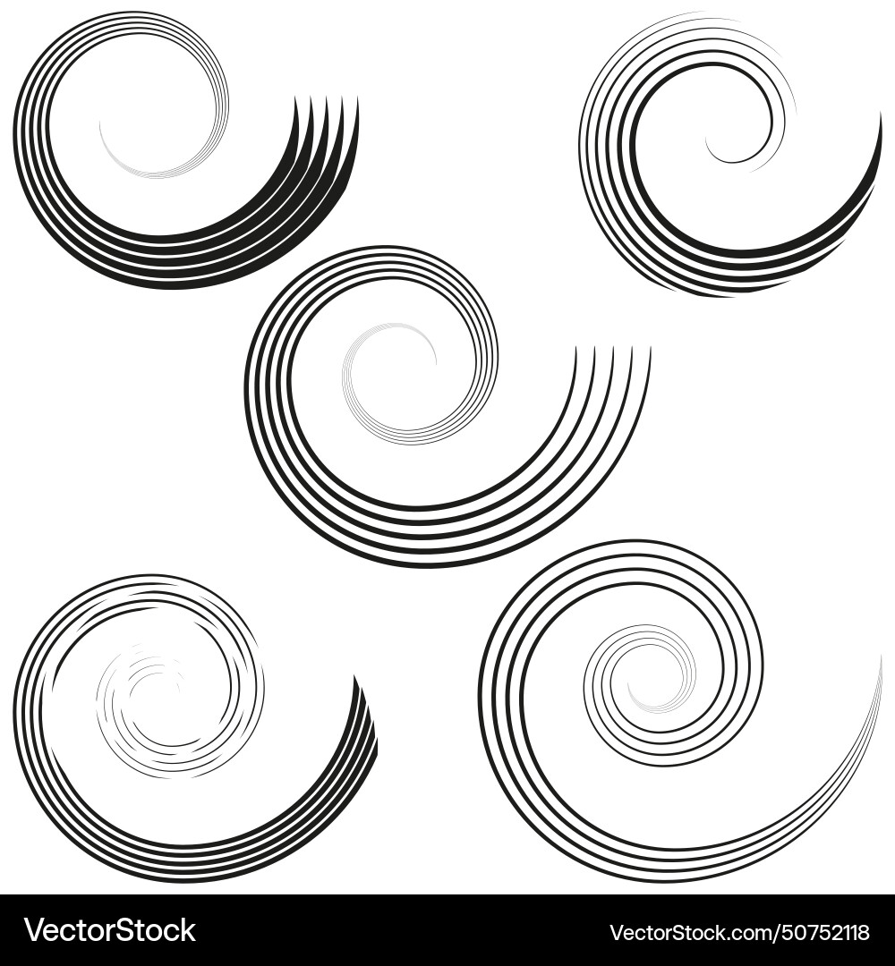 Abstract spiral patterns set swirling lines Abstract spiral patterns set swirling lines Vector Image