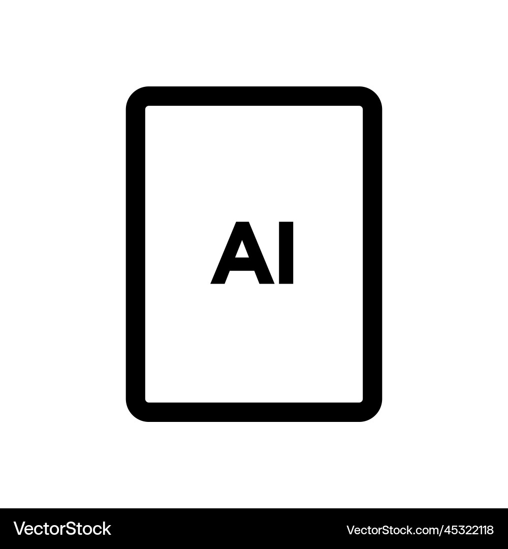 Ai file icon line isolated on white background Ai file icon line isolated on white background vector image