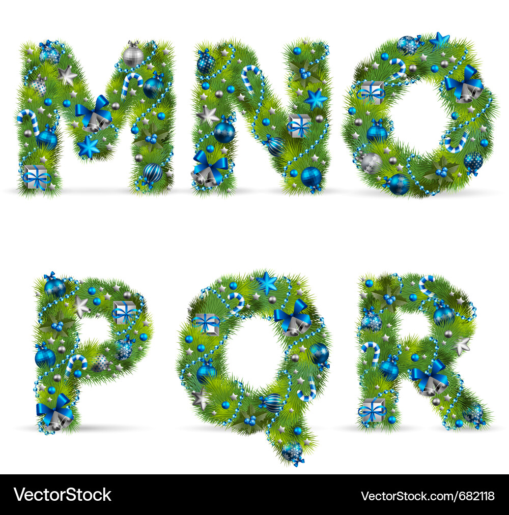 Christmas Tree Font Collection Vector Image