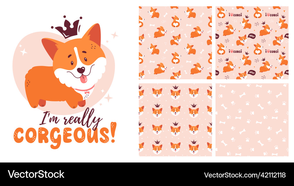 Corgi collection - seamless patterns and isolated Corgi collection - seamless patterns and isolated vector image