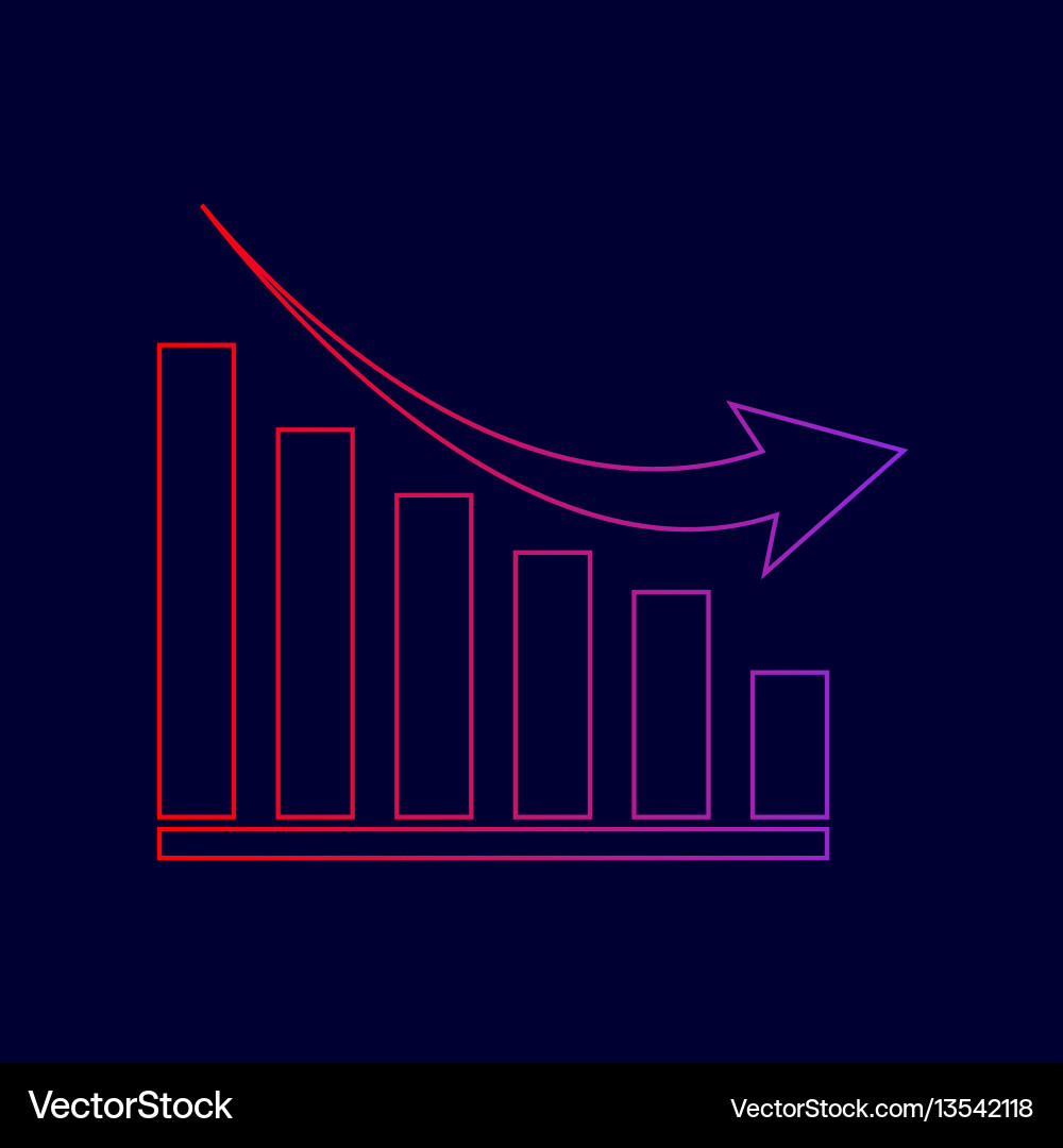 Declining graph sign line icon Vector Image