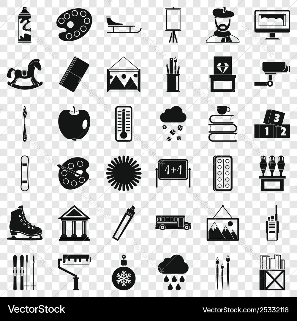 Drawing paint icons set simple style Drawing paint icons set simple style vector image