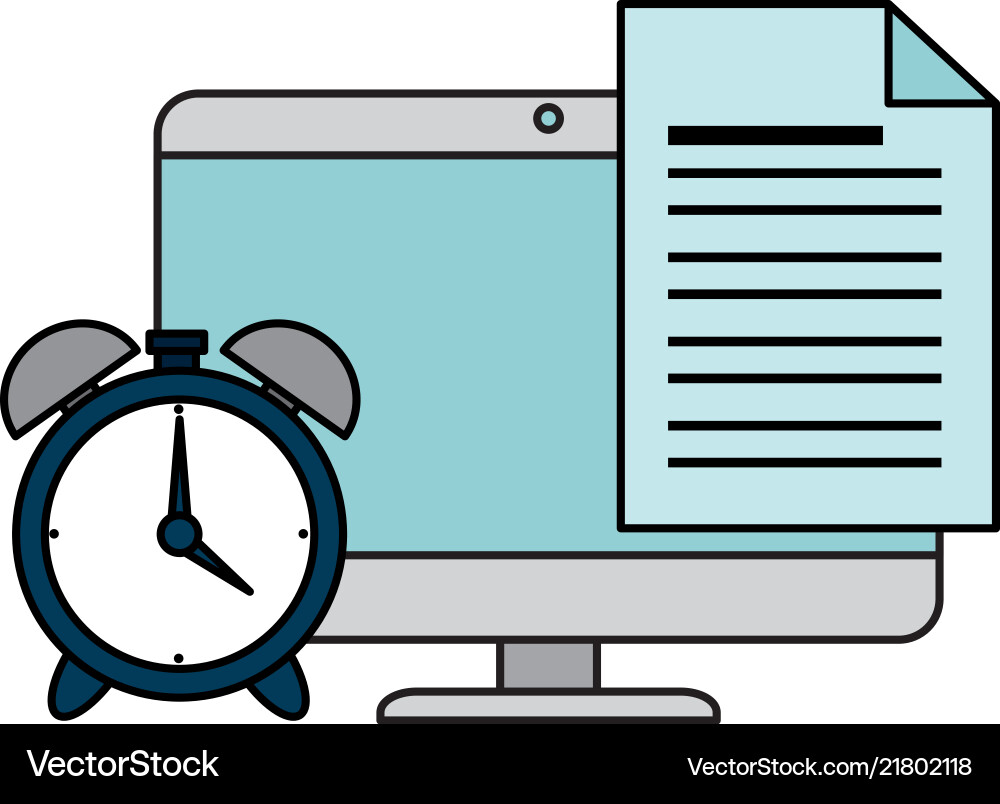 Electronic document with computer and alarm Electronic document with computer and alarm vector image