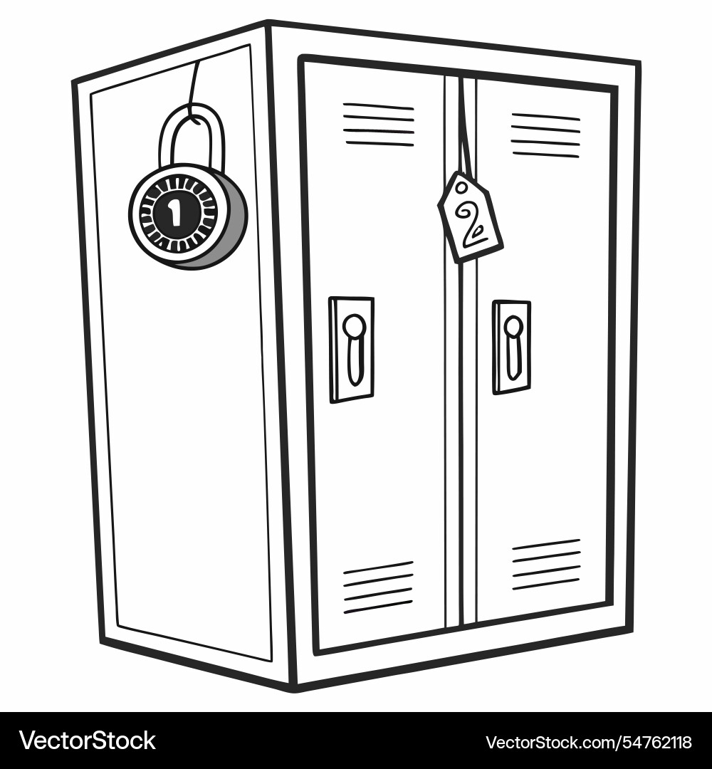 Empty school locker with items on the shelf Vector Image