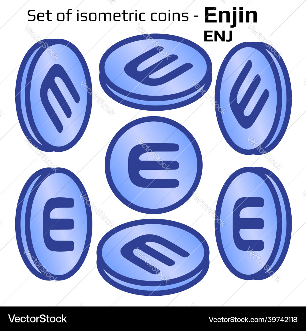 Enjin enj set of simple coins in isometric view vector image