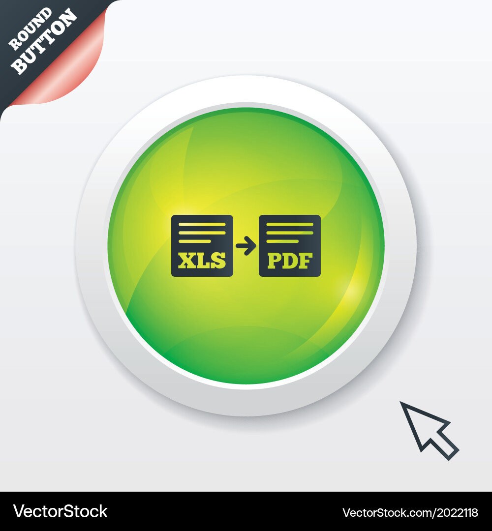 Export xls to pdf icon file document symbol Vector Image