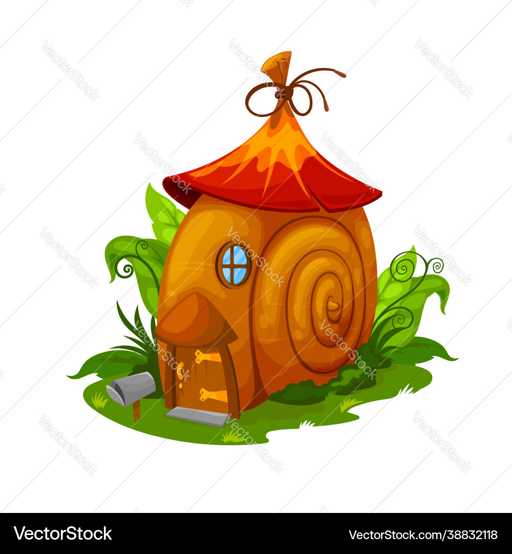 Fairy snail house gnome and elf cartoon dwelling Fairy snail house gnome and elf cartoon dwelling vector image