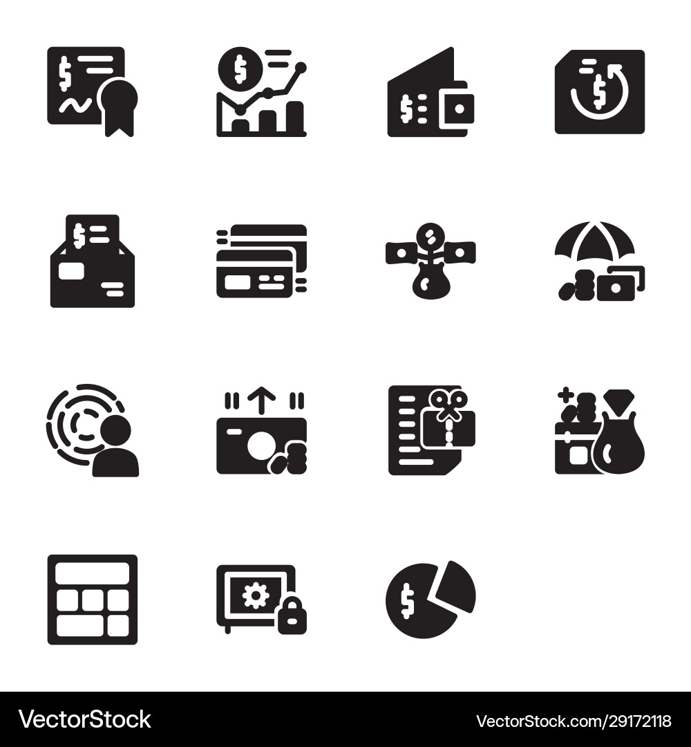 Finance icon set design solid style part 1 Vector Image