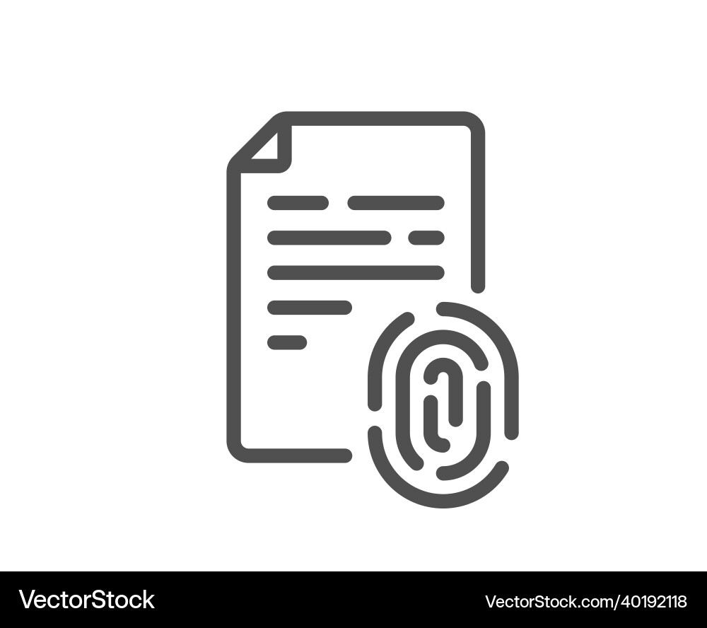 Fingerprint document line icon finger print scan Vector Image