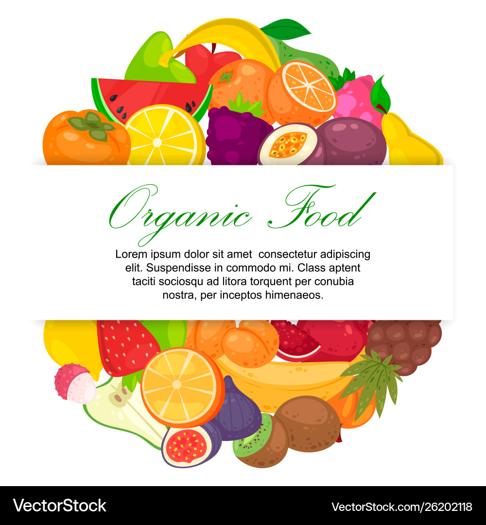 Fruit organic for farm market banner Fruit organic for farm market banner vector image
