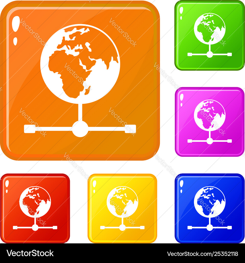 Globe icons set color vector image