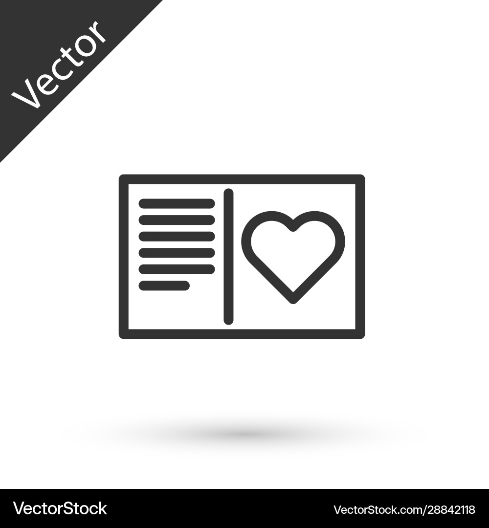 Grey line valentines day flyer with heart icon Grey line valentines day flyer with heart icon vector image
