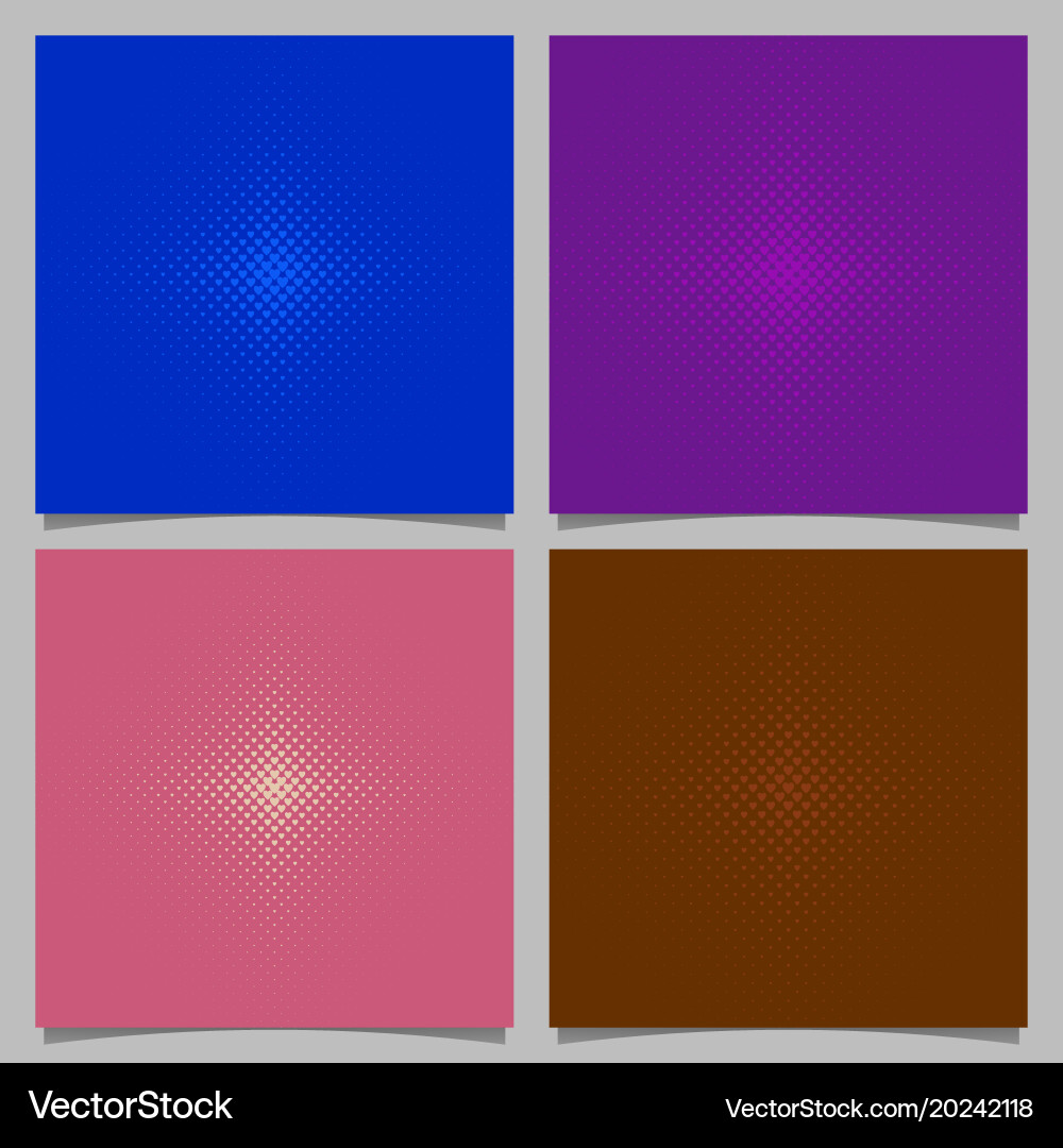 Halftone heart pattern background set vector image