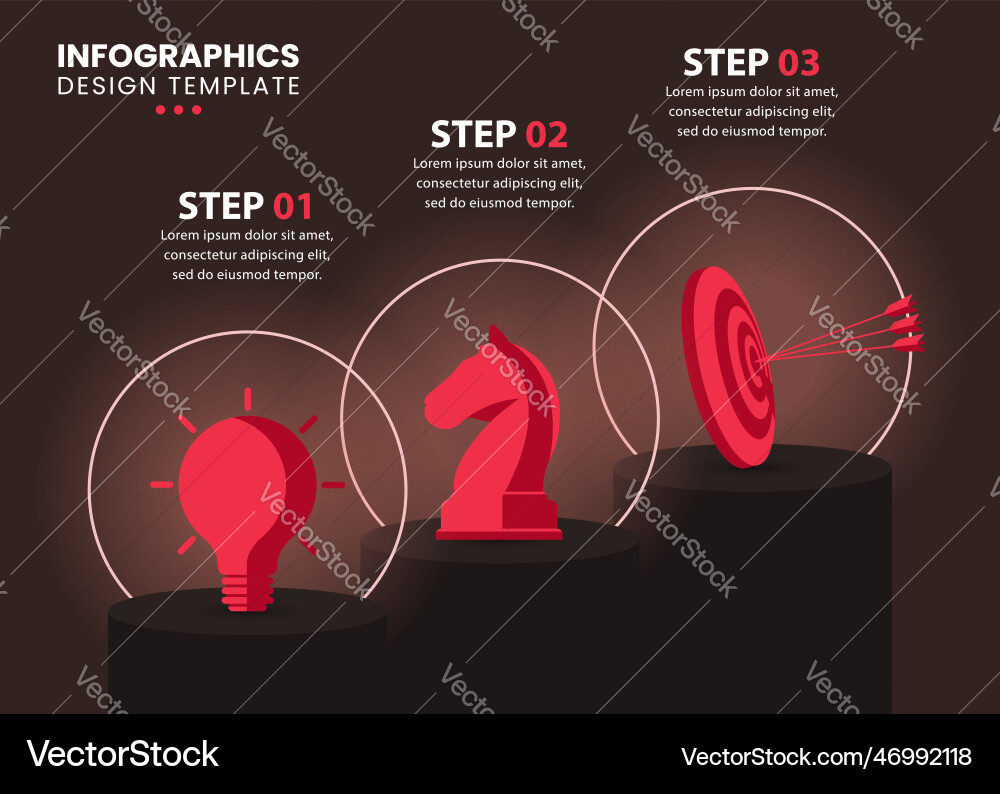 Infographic template 3 columns with glowing icons vector image