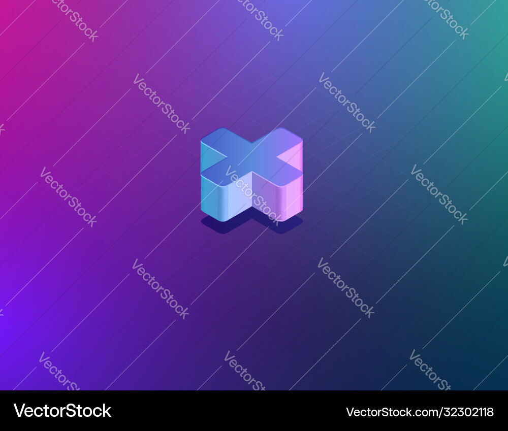 Isometric 3D Tech Font Vector Image