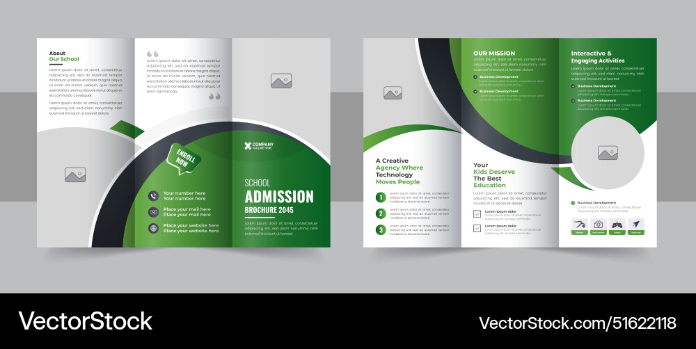 Kids back to school admission trifold brochure Kids back to school admission trifold brochure vector image