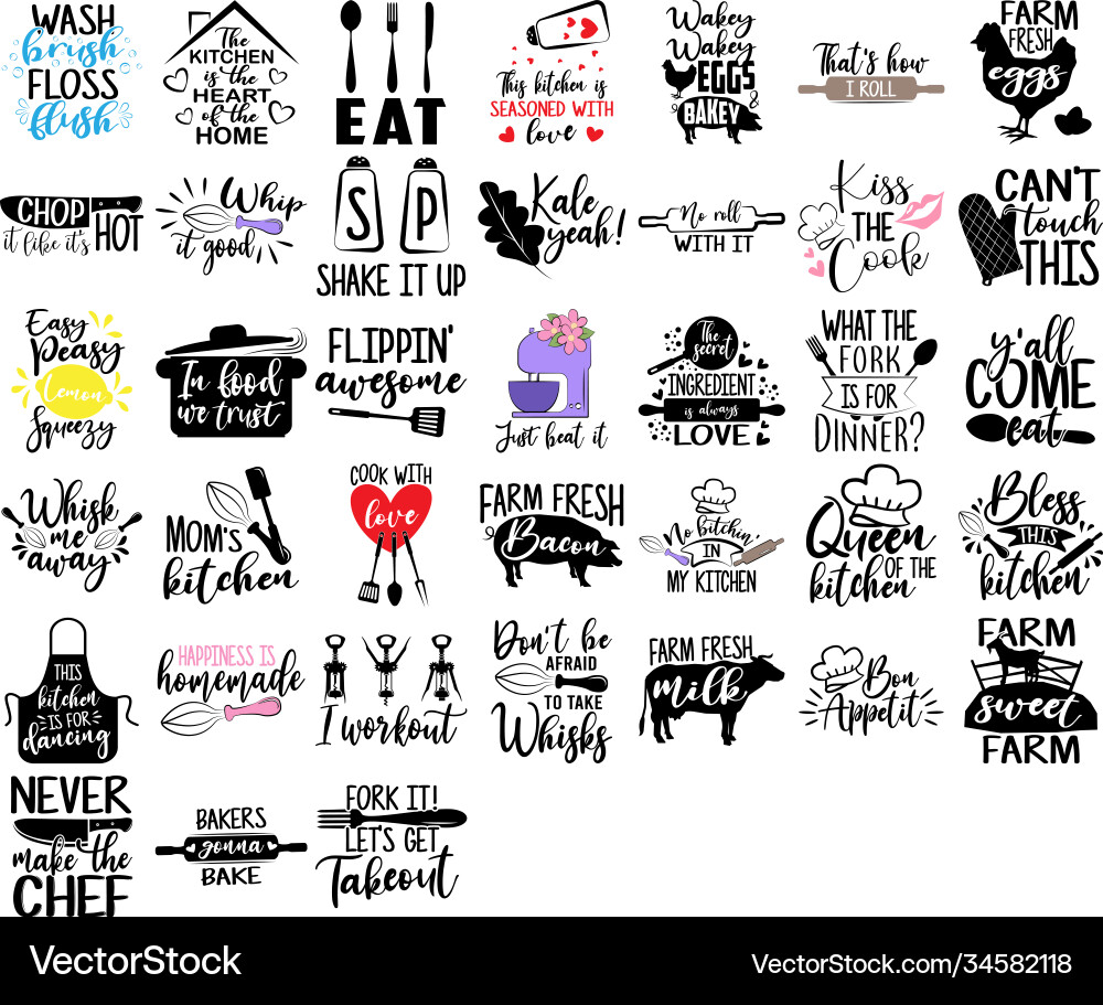 kitchen-quotes-set-phrases-and-funny-sayings-vector-image