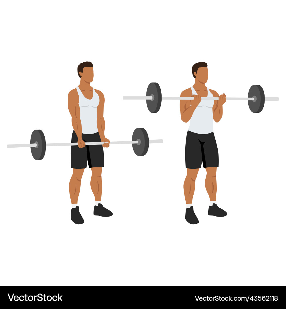 Man doing barbell curl flat Man doing barbell curl flat vector image