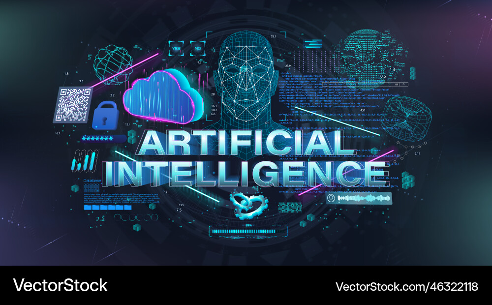 Neural network and artificial intelligence concept vector image