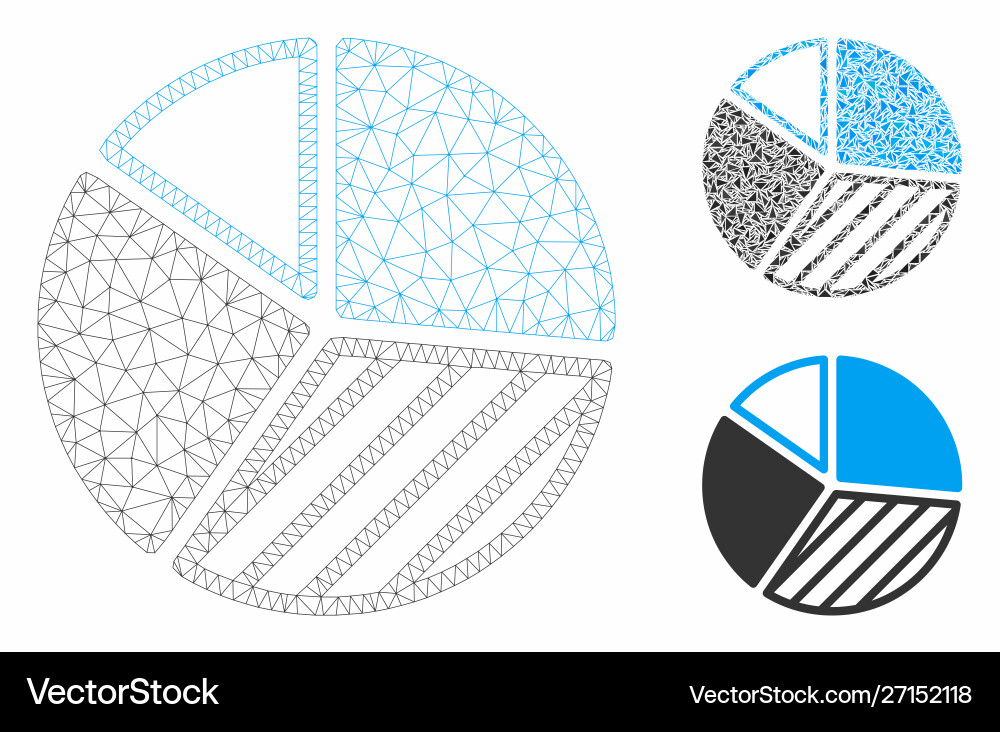 Pie chart mesh network model and triangle Pie chart mesh network model and triangle Vector Image