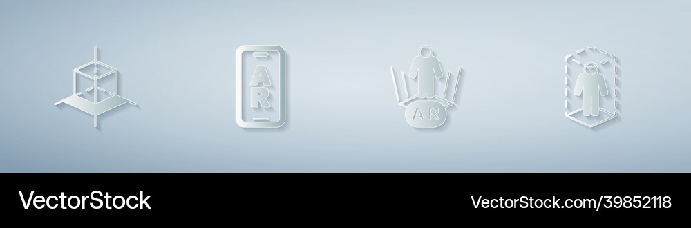 Set 3d modeling augmented reality ar and paper Set 3d modeling augmented reality ar and paper vector image