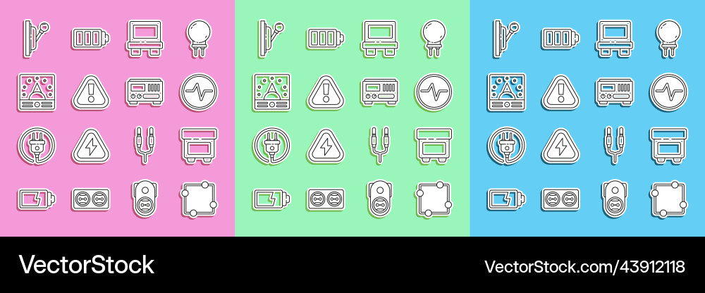 Set line electric circuit scheme fuse Vector Image