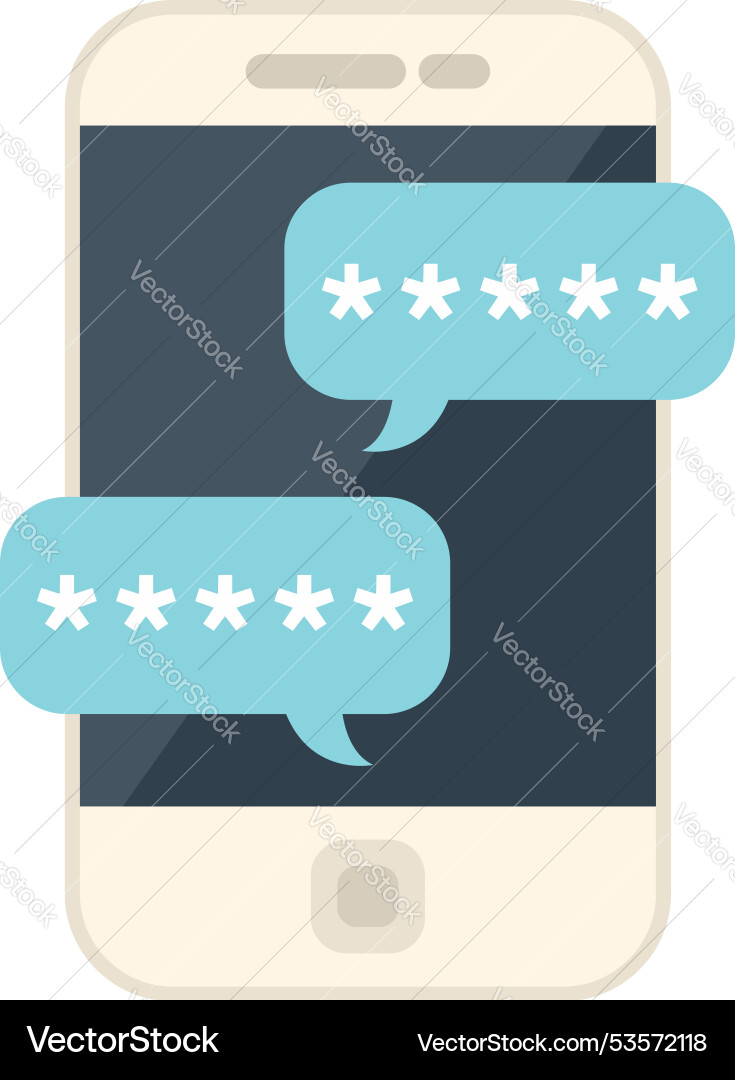 Smartphone showing hidden password message chat Smartphone showing hidden password message chat vector image
