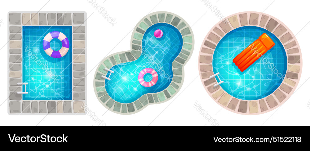 Top view on pools of different shapes Top view on pools of different shapes vector image