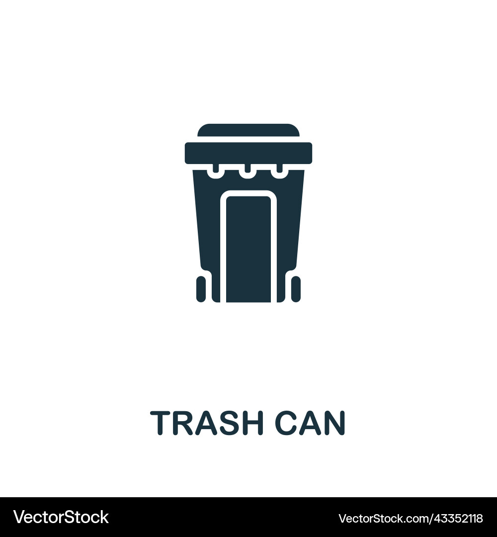 Trash can icon monochrome simple line Trash can icon monochrome simple line vector image