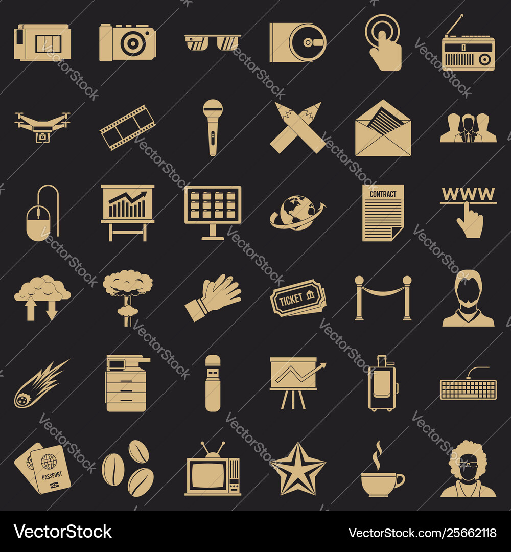 Typewriter icons set simple style Typewriter icons set simple style Vector Image