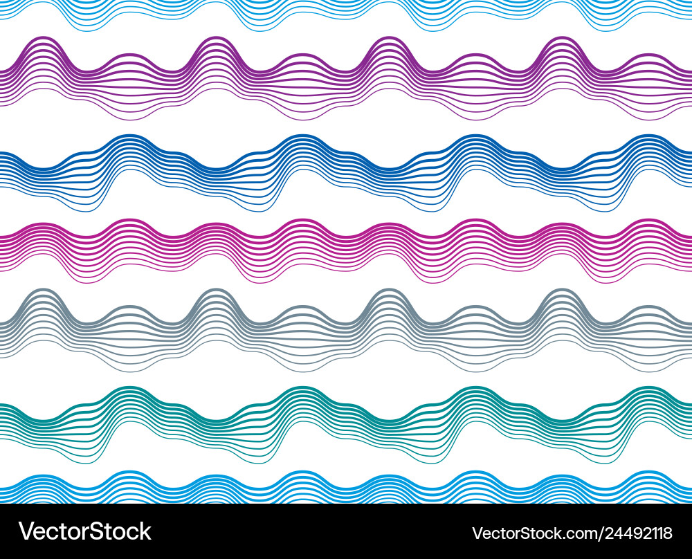 Waves seamless pattern water runny curve lines Vector Image