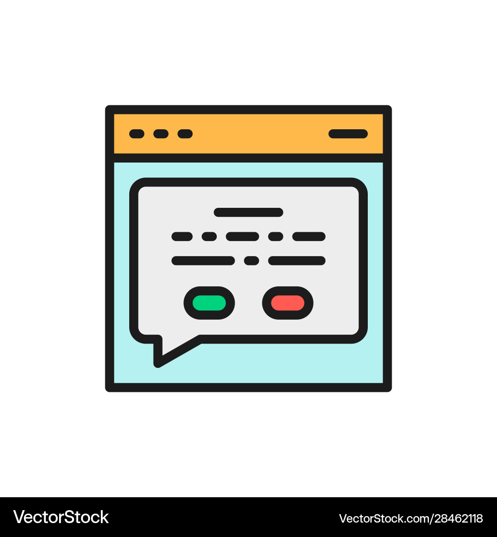 Web page with a message feedback flat color line Vector Image