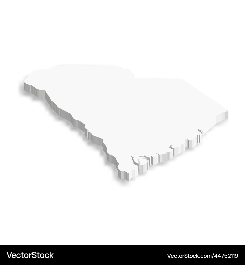 3D South Carolina State Map Royalty Free Vector Image
