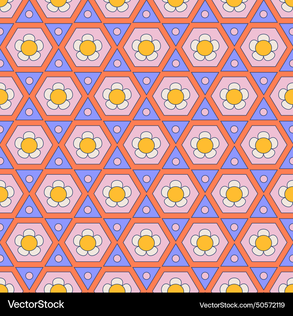 Abstract retro floral tiles seamless pattern Abstract retro floral tiles seamless pattern vector image