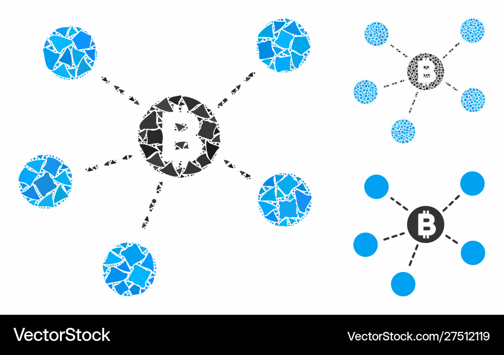 Bitcoin net structure composition icon bumpy vector image