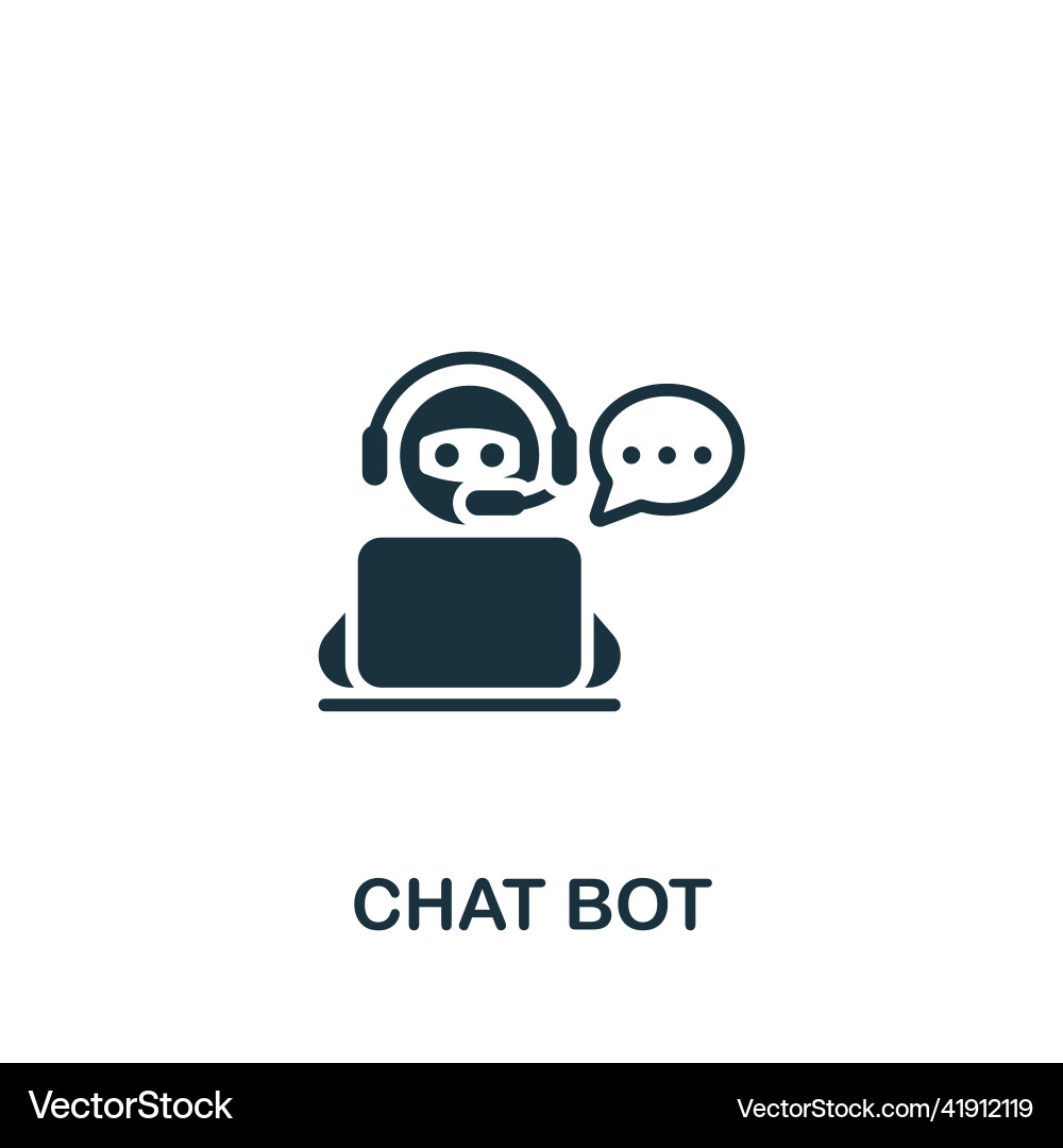 Chat bot icon monochrome simple Chat bot icon monochrome simple vector image