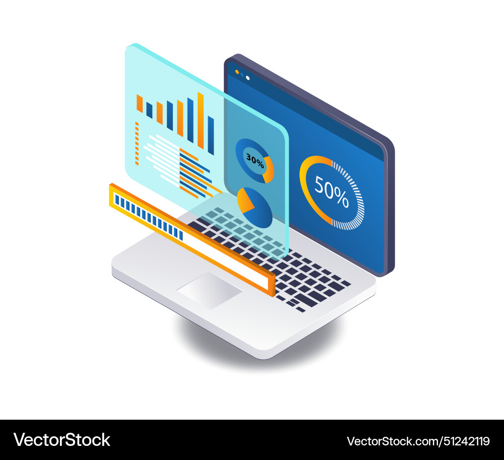 Computer data analysis technology infographics 3d Computer data analysis technology infographics 3d vector image