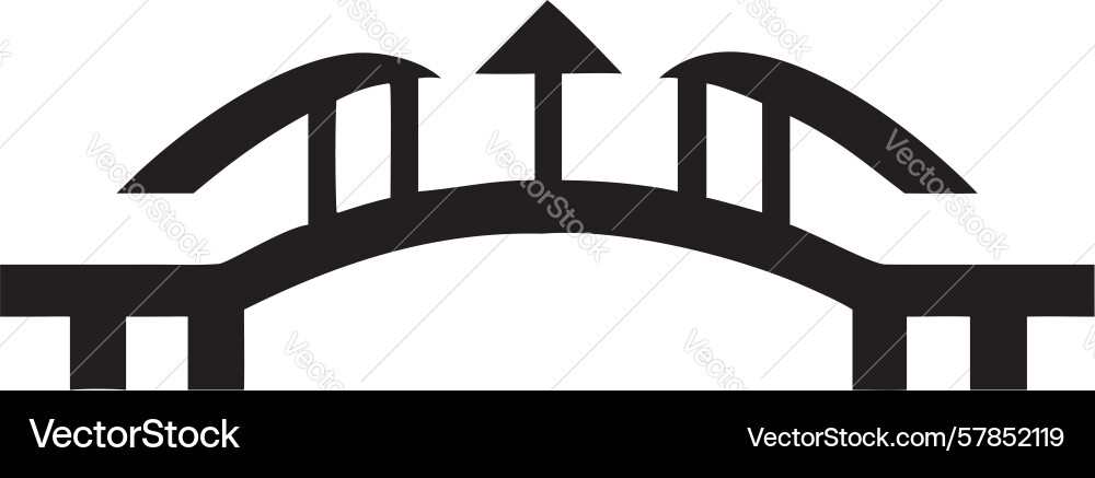 Double arch bridge robust connection span design Vector Image