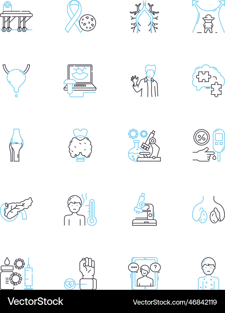 Genetic condition linear icons set mutation Genetic condition linear icons set mutation vector image