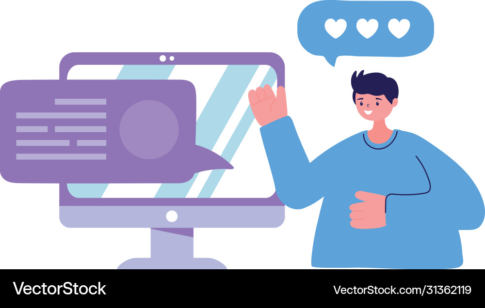 Man with computer chatting design Vector Image